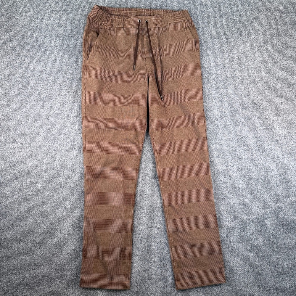 Polo Ralph Lauren Pants Mens 32x30 Brown Plaid Houndstooth Drawstring Prepster
